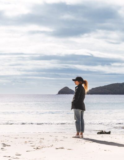 A lady staring out to sea, Adventure Bay, Bruny Island Tasmania