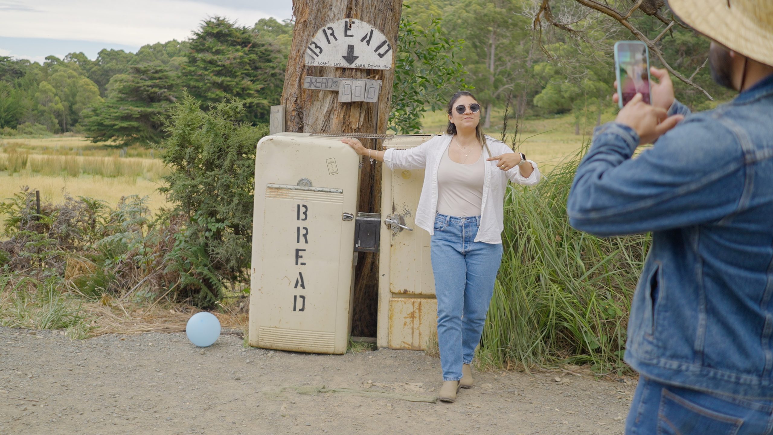 Guests visiting Bruny Baker Bread Fridges, Alonnah, Bruny Island 